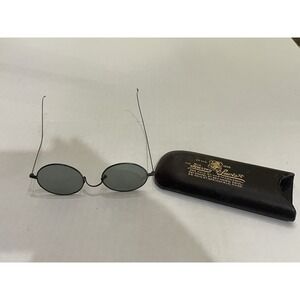 Vintage Wire Rim Round Sunglasses Glasses W/case